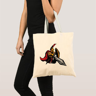 Bolso De Tela Mascota Guerrero Espartano Rojo y Dorado Negrita