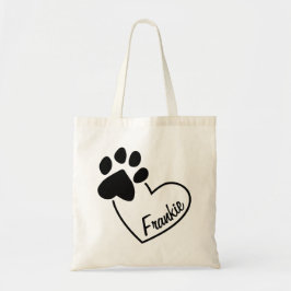 Bolso De Tela Mascota Paw Print on Heart with Custom Name