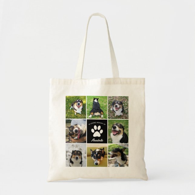 Bolso De Tela Mascota Personalizado Perro Collage de fotos Paw P (Frente)