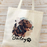 Bolso De Tela Mascota Simple y Moderno Nombre y foto de la tipog<br><div class="desc">Este diseño sencillo y moderno se compone de una tipografía de escritura moderna y sencilla. Añadir foto de mascota personalizado.</div>