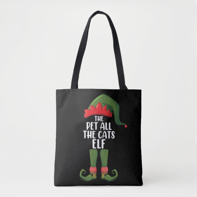 Bolso De Tela Mascota Todos los gatos Elf Navidades familiares c (Anverso)