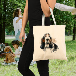 Bolso De Tela Mascotas Basset Hound Acuarela