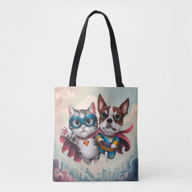 Bolso De Tela Mascotas superhéroes (Anverso)