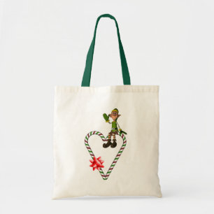 Bolso De Tela Masculino Elf Candy Canes Navidades Holiday Tote B