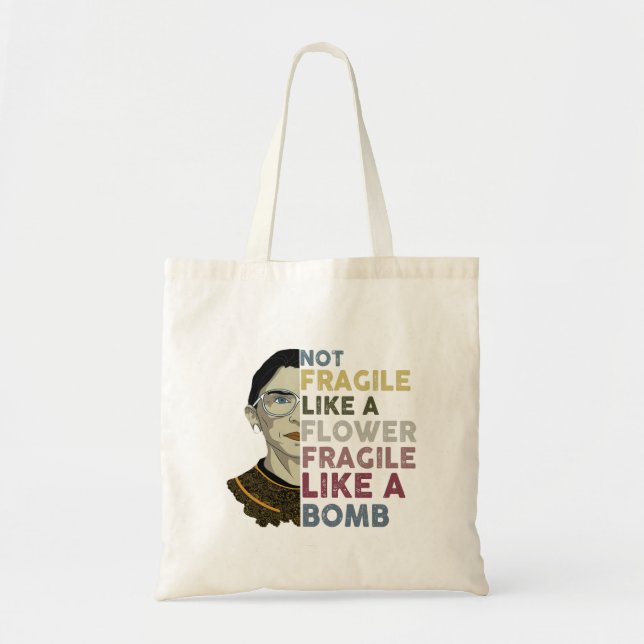 Bolso De Tela Mashup RBG/Frida Kahlo - Frágil como una bomba (Frente)