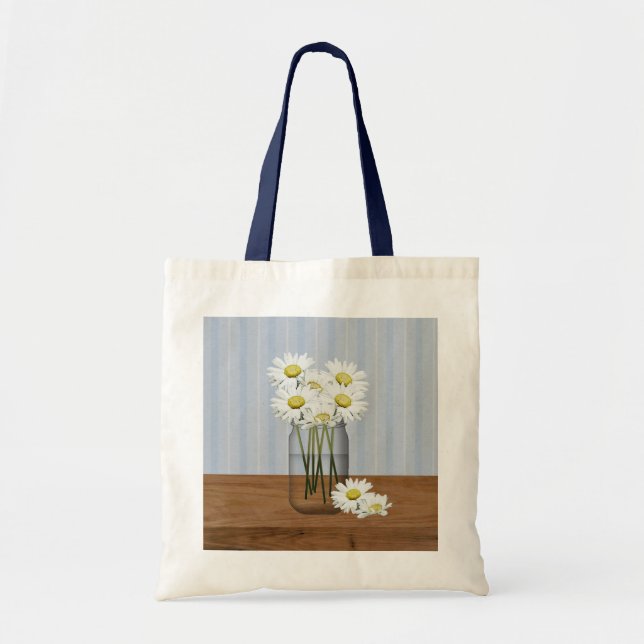 Bolso De Tela Mason Jar De Daisies Bag (Frente)