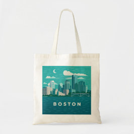 Bolso De Tela Massachusetts Night Cityscape | Boston City