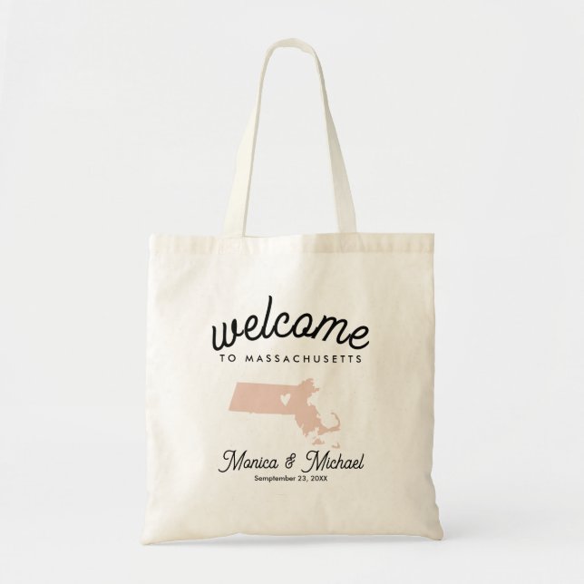 Bolso De Tela MASSACHUSETTS State Destination Wedding CUALQUIER  (Frente)