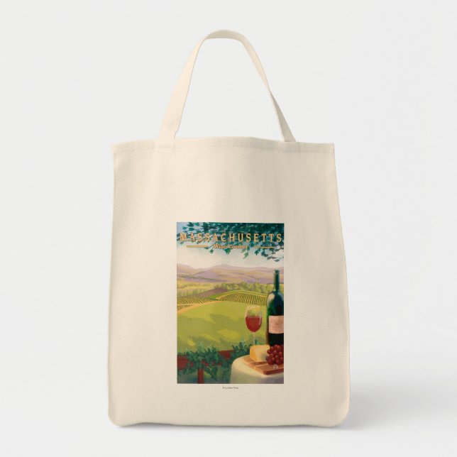 Bolso De Tela MassachusettsWine Country Scene (Frente)