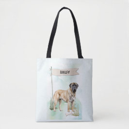 Bolso De Tela Mastiff Watercolor Personalized Dog
