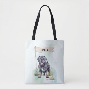 Bolso De Tela Mastín Napolitano Acuarela Perro Personalizado