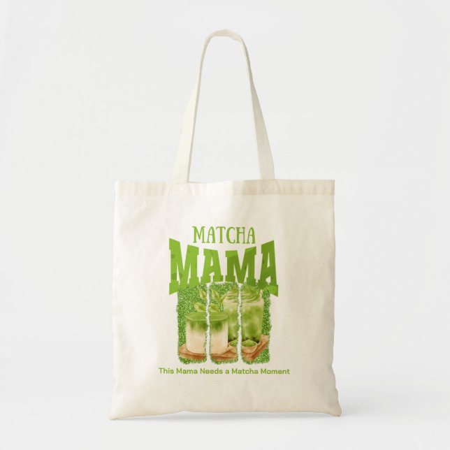 Bolso De Tela MATCHA MAMA Purpurina Verde Brote de pincel (Frente)