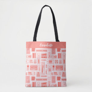 Bolso De Tela Material de arte caprichoso Patrón Rojo coral