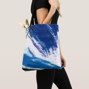 Bolso De Tela Material mixto acuarela azul abstracto artístico