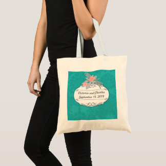 Bolso De Tela Matrimonio de Damasco de Chartreuse Turquesa Moder