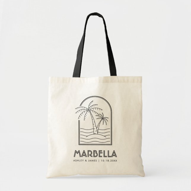 Bolso De Tela Matrimonio de destino de Boda de Marbella (Frente)