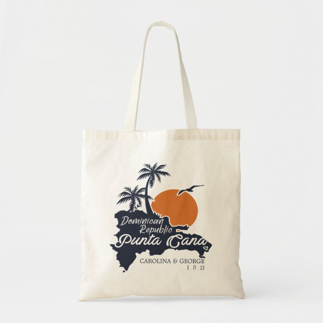 Bolso De Tela Matrimonio personalizado de la Marina Retro de Pun (Frente)