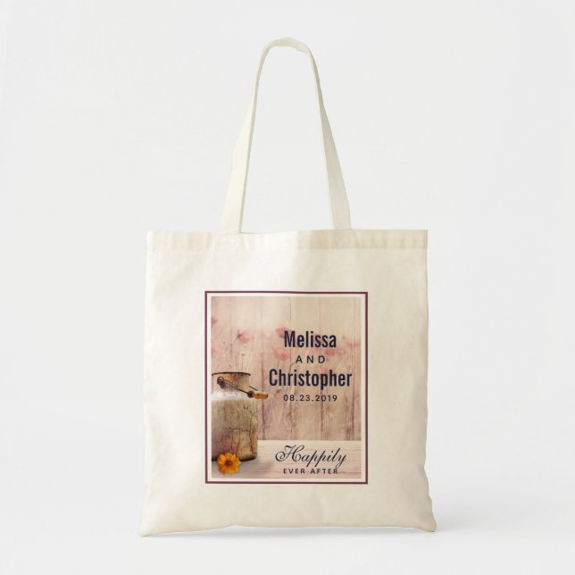 Bolso De Tela Matrimonio rural de leche rústica (Frente)