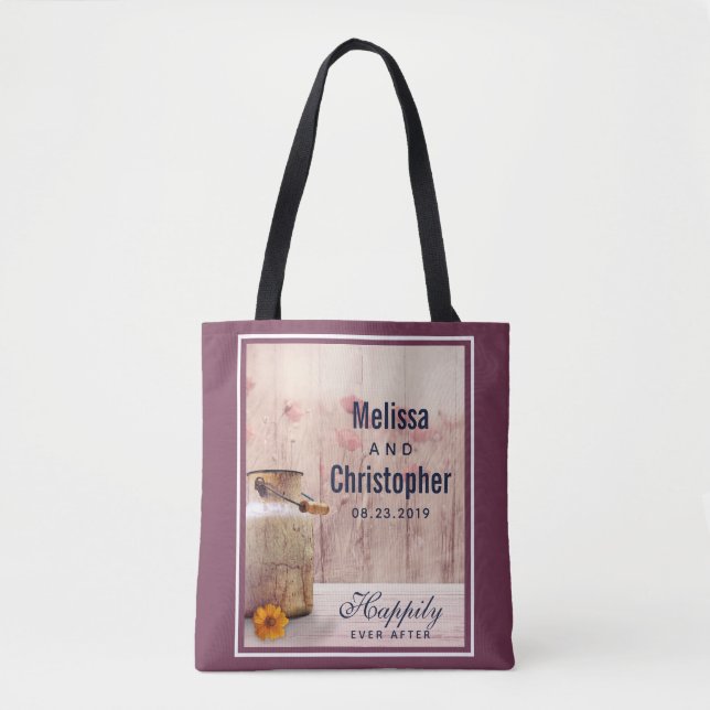 Bolso De Tela Matrimonio rural de leche rústica (Anverso)