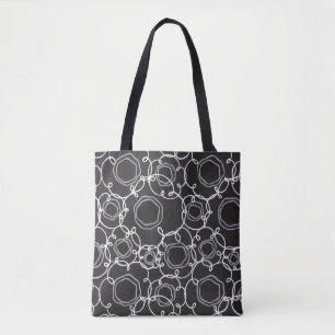 Bolso De Tela Matriz floral abstracta (carbón) Arte fino