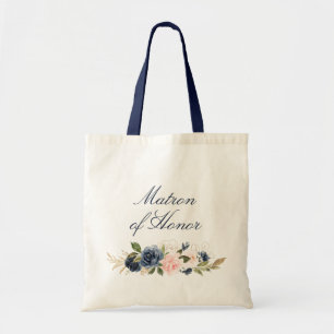 Bolso De Tela Matrón de honor de la marina y florido y rubio