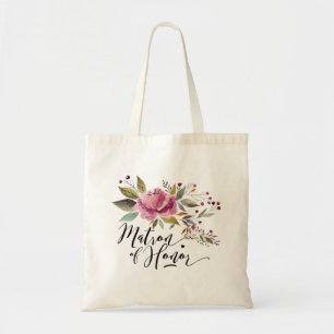 Bolso De Tela Matrón de Honor Floral Presupuesto Canvas Tote Bag