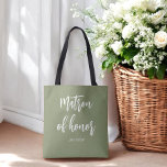 Bolso De Tela Matrón de honor Sage Green Boda Tote Bag<br><div class="desc">Matrón de Bolsa de Honor Tote en verde sabio y blanco para Boda,  Partido de las Novias,  Ducha de Novias,  Partido de la Bachelorette. Vea más productos con este diseño en la colección de abajo.</div>