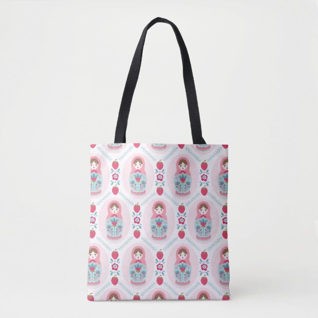 Bolso De Tela Matryoshka rosa dulce de nidificación (Anverso)