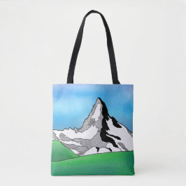 Bolso De Tela Matterhorn Suiza Línea de arte acuarela