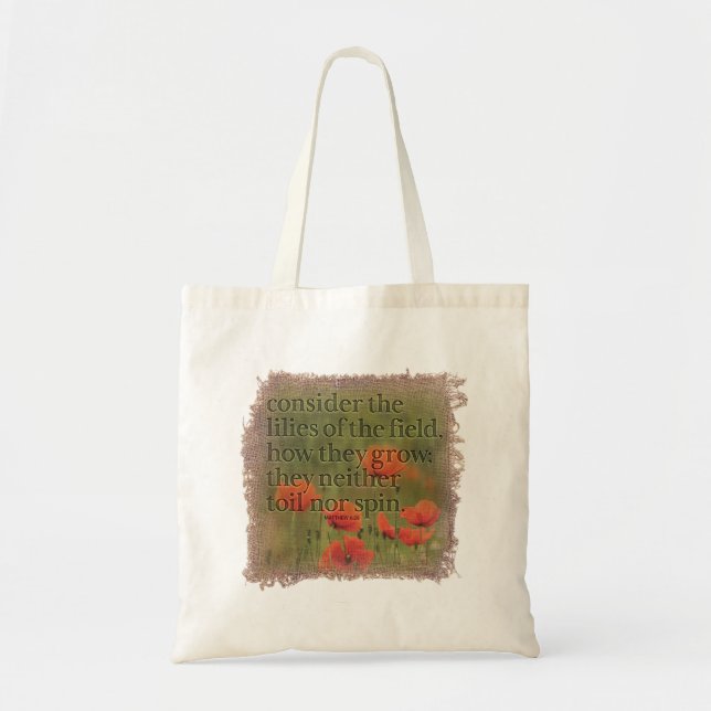 Bolso De Tela MATTHEW 6:28 - Tote Bag (Frente)