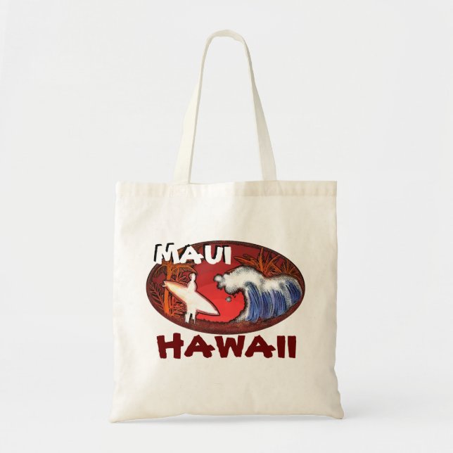 Bolso De Tela Maui Hawaii surf ondas arte beach bag (Frente)