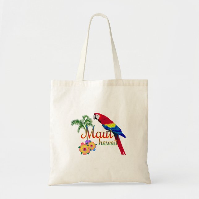 Bolso De Tela Maui Hawaii Tropical Island Parrot (Frente)