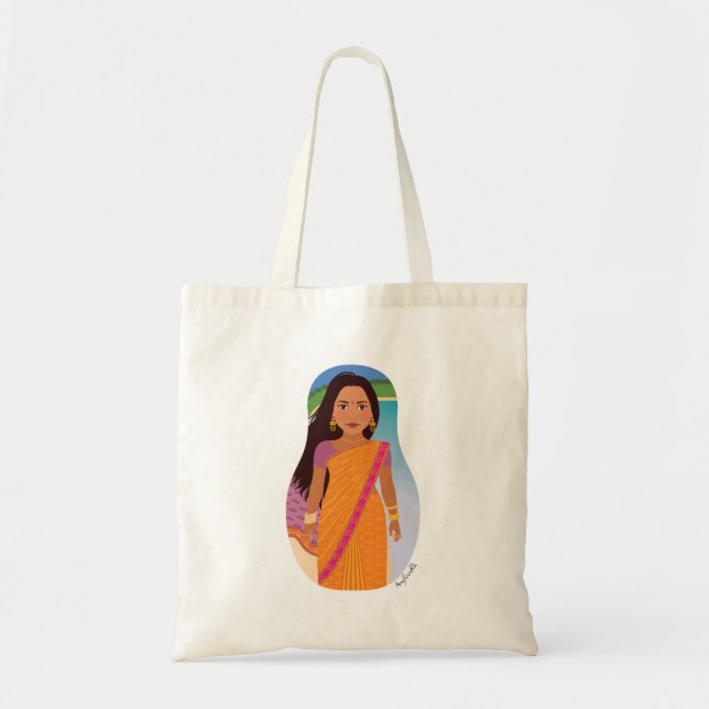 Bolso De Tela mauriciano, indio Matryoshka Bag (Frente)