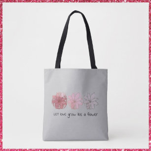 Bolso De Tela Mauve abstracto moderno y floral gris