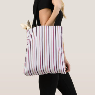 Bolso De Tela Mauve Rosa y Franjas Verticales de Ciruela Estétic