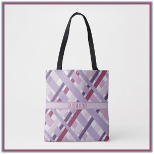 Bolso De Tela Mauve texturada moderna a rayas
