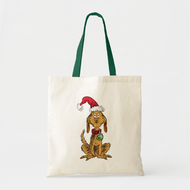 Bolso De Tela Max el perro con sombrero de Santa (Frente)