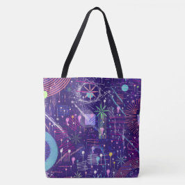 Bolso De Tela Maximalist Abstract on Purple