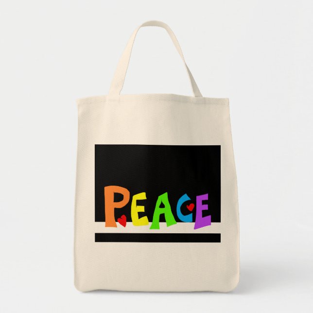 Bolso De Tela MAZIPOODLES Paz Arcoíris (Frente)