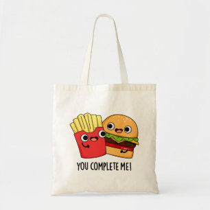 Bolso De Tela Me Completaste Funny Burger Fries Pun