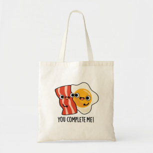 Bolso De Tela Me Completaste Gracioso Bacon Egg Pun