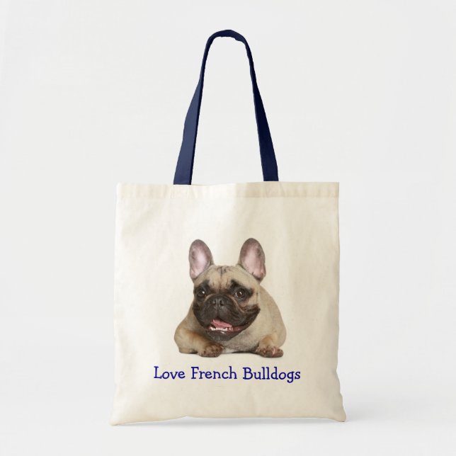 Bolso De Tela Me encanta el Bulldog francés cachorro Canvas de p (Frente)