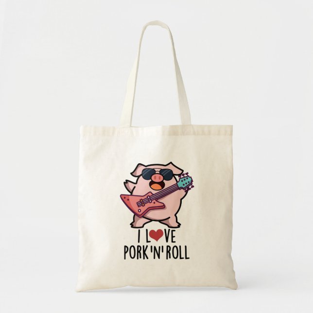 Bolso De Tela Me Encanta El Cerdo Y El Rollo Funny Music Pig Pun (Frente)
