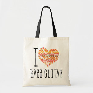Bolso De Tela Me encanta el corazón de la guitarra del bajo Nara