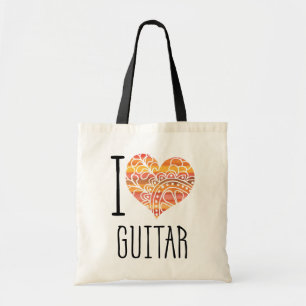Bolso De Tela Me encanta el corazón de la guitarra Naranja Manda