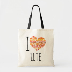 Bolso De Tela Me encanta el corazón de Lute Naranja Mandala