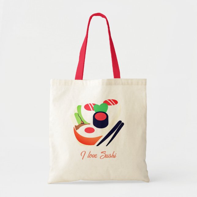 Bolso De Tela Me encanta el diseño de sushi (Frente)