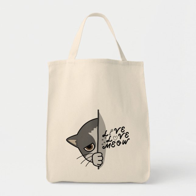Bolso De Tela me encanta el diseño del amante de los gatos #catl (Frente)
