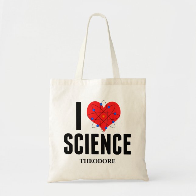 Bolso De Tela Me encanta el modelo de Átomo científico personali (Frente)
