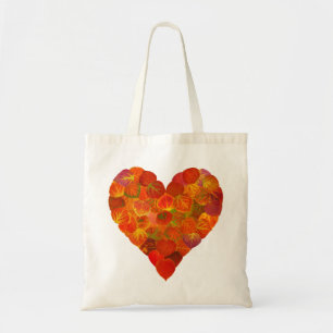 Bolso De Tela Me Encanta El Otoño, Sutil—El Corazón De Hojas Roj